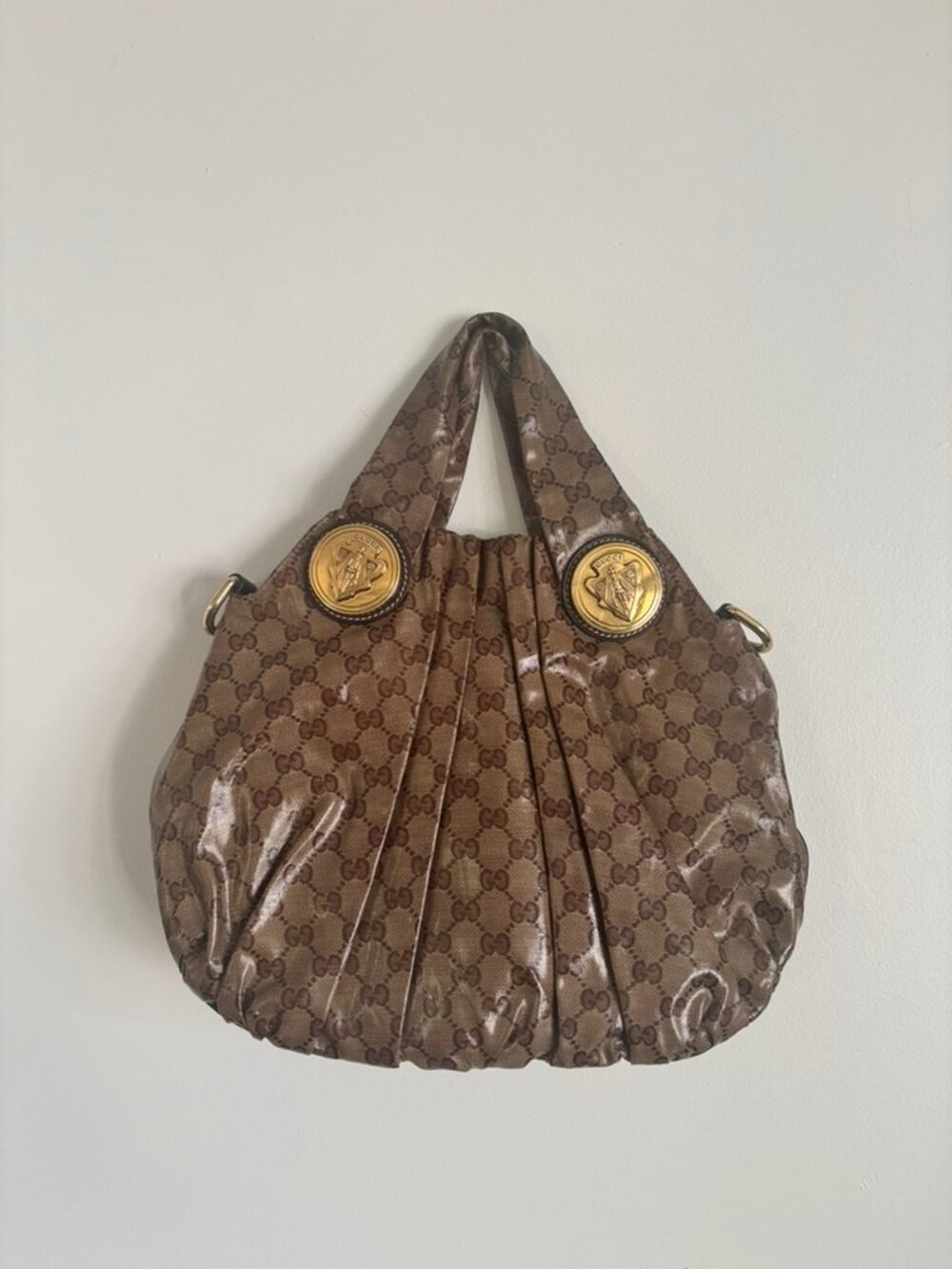 Gucci HYSTERIA Monogram Handbag brown authentic